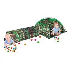 Детская игровавая палатка Дом + 100 шаров Милитари+туннель PITUSO 270х120х72