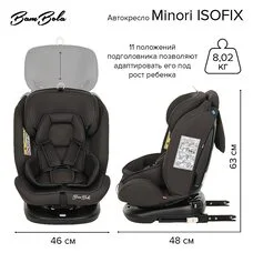Автокресло MINORI ISOFIX 360° BAMBOLA 0-36 кг Светло Серый
