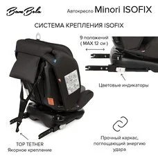 Автокресло MINORI ISOFIX 360° BAMBOLA 0-36 кг Светло Серый