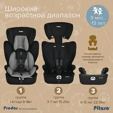Детское автокресло Pituso Prados Grey Black