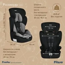 Детское автокресло Pituso Prados Grey Black