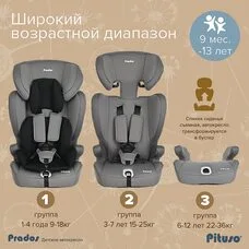 Детское автокресло Pituso Prados Black Grey