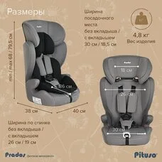 Детское автокресло Pituso Prados Black Grey