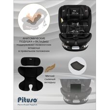 Детское автокресло 0-36 кг Pituso Roys + Black black