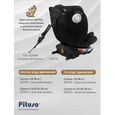 Детское автокресло 0-36 кг Pituso Roys + Black black
