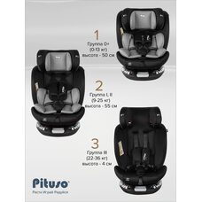 Детское автокресло 0-36 кг Pituso Roys + Black grey 