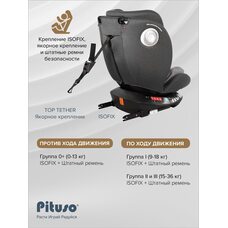 Детское автокресло 0-36 кг Pituso Roys + Dark grey 