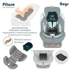 Автокресло поворотное Roys IsoFix Pituso Изумрудно-Серый 0-36 кг