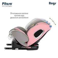 Автокресло поворотное Roys IsoFix Pituso Розово-Серый 0-36 кг