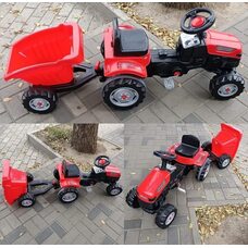 Педальная машина Трактор PILSAN с прицепом Red/Красный (3-8лет), 143*51*51 см