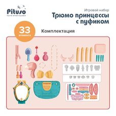 Игровой набор для девочек Трюмо принцессы с пуфиком PITUSO gold