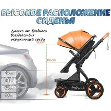 Коляска трансформер 3в1 Belecoo X6 black-Yellow