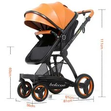 Коляска трансформер 3в1 Belecoo X6 экокожа рыжая