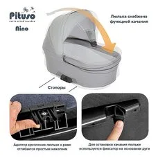 Коляска 2 в1 Nino Purple Кожа Metalic Purple PITUSO