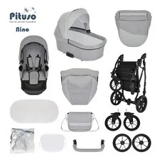 Коляска 2 в1 Nino PITUSO Antracyt Кожа Metalic Olive