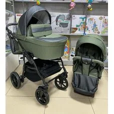 Коляска 2 в1 Nino Olive + Кожа Antracyt PITUSO