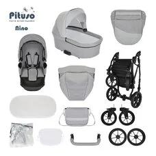 Коляска 2 в1 Nino Olive + Кожа Antracyt PITUSO