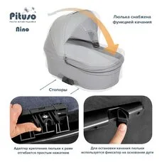 Коляска 2 в1 Nino Olive + Кожа Antracyt PITUSO