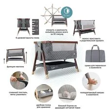 Приставная кроватка Tutti Bambini CoZee Luxe Walnut Slate 