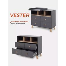 Комод пеленальный Rant VESTER Moon Grey