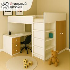 Кровать-чердак 5 в 1 Tomix Simple с письменным столом и шкафом 