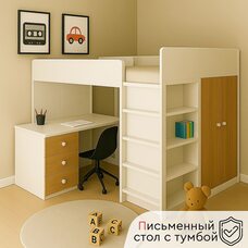 Кровать-чердак 5 в 1 Tomix Simple с письменным столом и шкафом 
