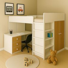 Кровать-чердак 5 в 1 Tomix Simple с письменным столом и шкафом 