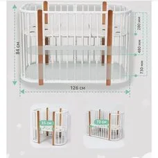 Кроватка детская 5в1 Asti PITUSO Белый-серый маятник 