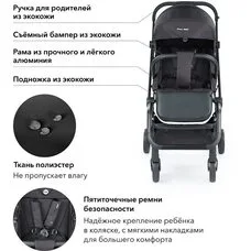 Прогулочная коляска с переставным блоком Flex 360 Happy Baby black