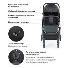 Прогулочная коляска с переставным блоком Flex 360 Happy Baby black