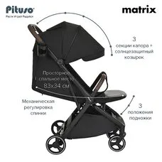 Прогулочная коляска компактно складывается MATRIX PITUSO Black