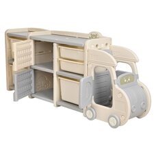 Стеллаж для игрушек с ящиками PITUSO Машинка MAX Grey Beige