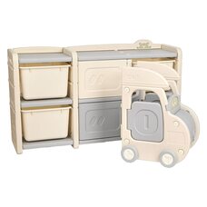 Стеллаж для игрушек с ящиками PITUSO Машинка MAX Grey Beige