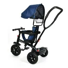 Детский трехколесный велосипед BABY TRIKE TOMIX с родительской ручкой Dark blue Синий 