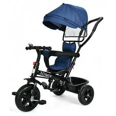 Детский трехколесный велосипед BABY TRIKE TOMIX с родительской ручкой Dark blue Синий 