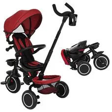 Велосипед детский складной с родительской ручкой Elite PITUSO Plus Red Maroon