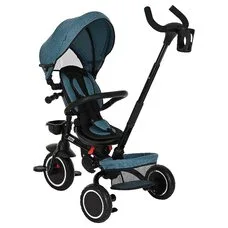 Велосипед детский складной с родительской ручкой Elite PITUSO Plus Teal Blue