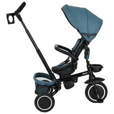 Велосипед детский складной с родительской ручкой Elite PITUSO Plus Teal Blue