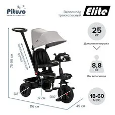 Трехколесный велосипед Elite Grey Pituso